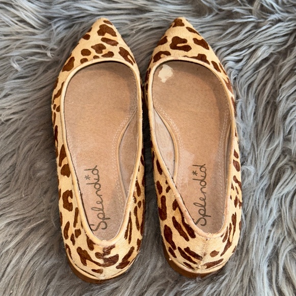 Anthropologie Splendid Calf Hair Leopard Print Pointed Toe Flat Size 6.5 - Picture 5 of 9